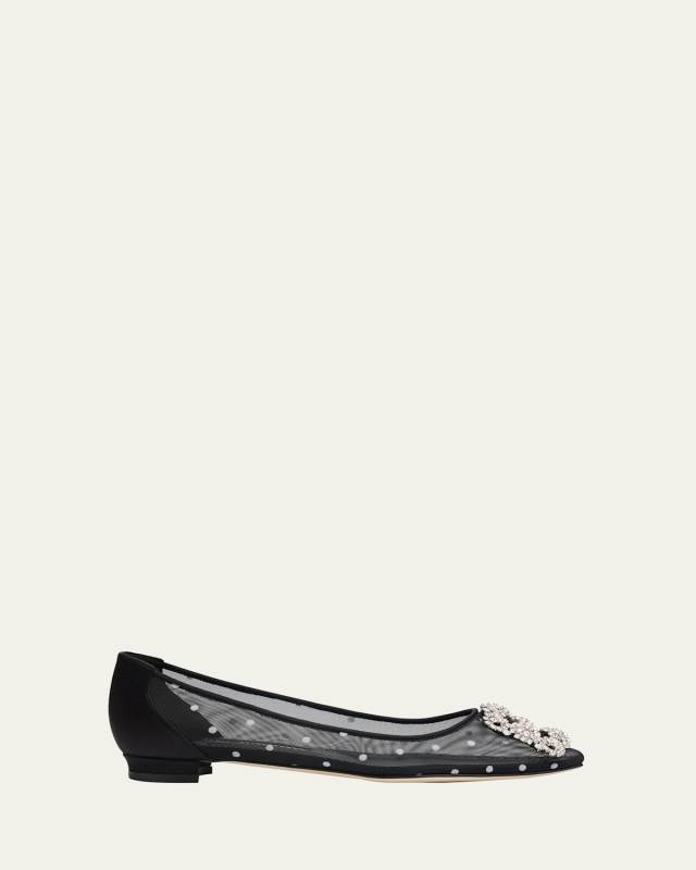 Hangisi Polka-Dot Mesh Ballerina Flats